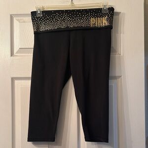 Victoria's Secret Black Yoga Leggings with Gold Detail